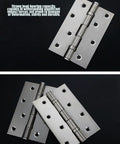 Six Pack 3.5 X 2.4 Inch 304 Stainless Steel Silver Silent Bearing Door Hinges Smooth Operator Design showing durable hinges with mounting holes.