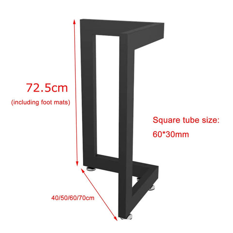 Straight Up Heavy Duty Black Metal Table Legs For Coffee Table And Desk, 2 Pack dimensions 72.5cm height, 60*30mm square tube.