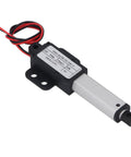 Mini Electric Linear Actuator Delivering Knockout Fifty Newtons Of Thrust With Slick Forty Millimeter Stroke, compact design with wires.