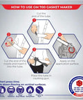Instructions on using GM 700 Gasket Maker, showing step-by-step guide for applying High Temp RTV Silicone Gasket Maker And Sealant