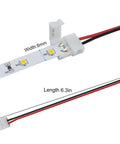 10 Pack 2 Pin Solderless LED Strip Connectors For 8mm Wide 3528 2835 Single Color Flex Strips, connector and wire length details shown