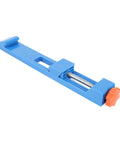 Heavy Duty Circular Saw Base Guide Rail With Adjustable Clamp For 4 To 6 Inch Saws, blue plastic clamp with orange knob.