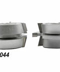 Interior And Exterior Door Shaper Cutter Set, 2-Piece, 3/4 Inch Bore, Shaker Style, side view of precision ground bits.