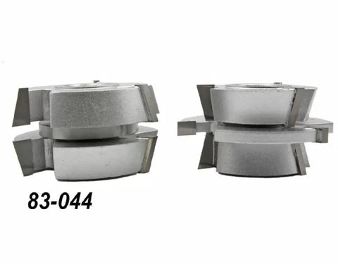 Interior And Exterior Door Shaper Cutter Set, 2-Piece, 3/4 Inch Bore, Shaker Style, side view of precision ground bits.