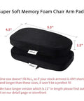 Ergonomic Memory Foam Armrest Pads For Office And Gaming Chairs, Black Set of 2, shown with size dimensions 9.5 by 4.5 inches