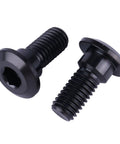 Two black M8x20mm titanium bolts for Yamaha motorcycles, part of the Six Pack M8 X 20mm Titanium Rear Brake Rotor Bolts Kit.