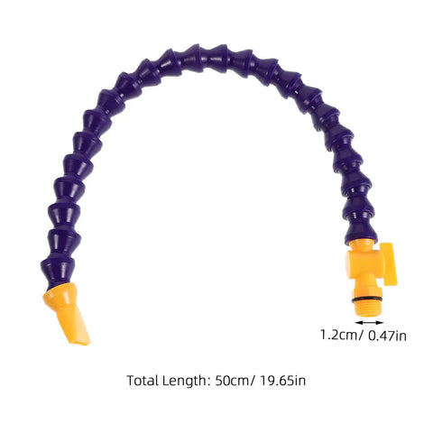 Flexible Coolant Hose With Adjustable Switch And Half Inch Threaded Round Nozzle, 19.7 Inch Lightweight Water Cooling Pipe