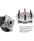 Front Wheel Bearing Hub Assembly For 2004 2005 Ford F150 Four Wheel Drive 6 Lug ABS Cable Compatible With Heritage Hub Bearing 515046 7990301 BR930455 SP550212, showing dimensions and structure