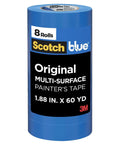 Blue Multi Surface Painter's Tape 1.88 Inch By 60 Yards, 8 Rolls for indoor outdoor projects on display.