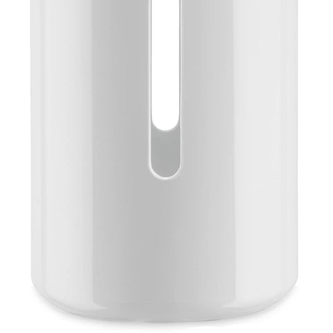 Close-up of Birillo Toilet Paper Roll Container White Designer Bath Accessory By Piero Lissoni In PMMA Plastic Minimalist Modern Bathroom Organizer