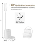 Must Have LED Desk Lamp With USB Charging Port, Pen Holder And Phone Holder, shown in 360° flexibility view.
