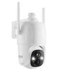 360 PTZ Outdoor WiFi Security Camera With 2K Video, Spotlight And Siren, Color Night Vision, mounted on wall