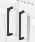 Ten Pack 5 Inch Matte Black Cabinet Pulls For Kitchen Cabinets, Drawers, Closets, And Dressers Durable Solid Hardware shown installed