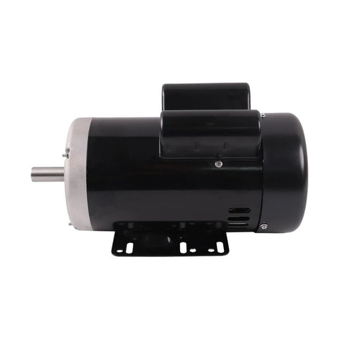 Side view of Beefy 5HP 230V Single Phase Electric Motor 3450 RPM 145T Frame Replacement For Industrial Equipment Built To Last Compatible With Weg