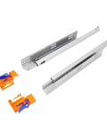 Heavy Duty Telescopic Undermount Drawer Slides With Soft Close, Concealed Hidden Drawer Rails shown with orange clip components