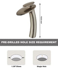 Brushed Nickel Waterfall Bathroom Faucet With Single Handle And Single Hole Brass Lavatory Vessel Faucet Spa Vibe