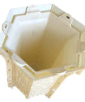 Top view of a white hexagonal flower pot mold for epoxy resin and concrete, part of a DIY home decor craft mold set for plant pots.