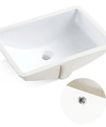 Modern Rectangular Undermount Bathroom Sink 18.5 By 13.8 By 7.9 Inches White Ceramic Lavatory With Overflow, Scratch Resistant