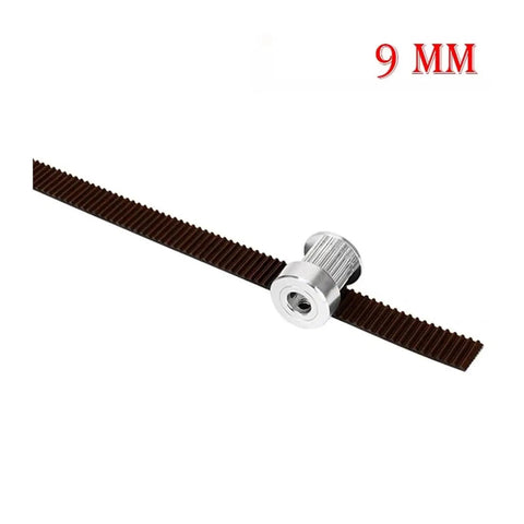 Top Shelf 3D Printer Synchronous Timing Belt GT2 9MM Wide with aluminum pulley for precise movement in 3D printing.
