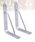 Heavy Duty Aluminum Triangle Shelf Brackets Set Of 2 With Rounded Corner Design for wall mounted shelves and benches.