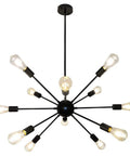 Sputnik Style Ceiling Light Fixture With 12 Lights Black Chandelier For Dining Room Kitchen Foyer And Living Areas Adjustable Height