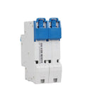 2P Miniature Circuit Breaker NB1-63 Series 2A To 63A, C Curve, low voltage DIN rail mount, shown in front view, CE certified, modular design