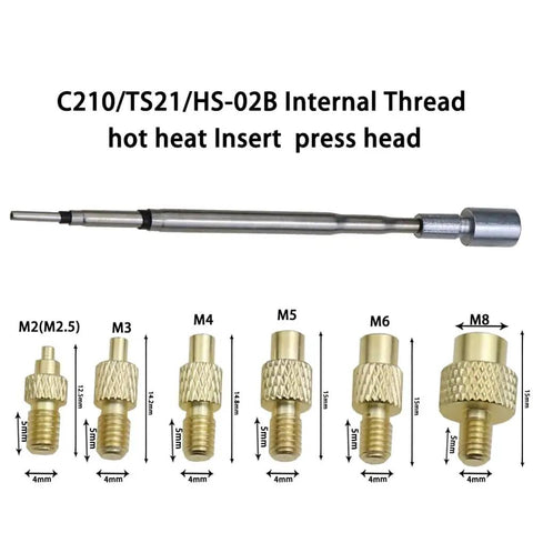 Heat Insert Nut Iron Tip Trimming Kit Internal Thread Soldering Iron Tip For TS21 C210 HS02B with various size inserts