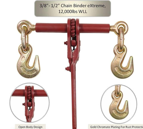 Four Pack Heavy Duty Ratchet Load Binder With Grab Hooks For Flatbed Truck Hauling 12,000 Lbs Working Load Limit