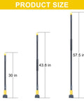 Heavy Duty Metal Mop Handle 58 Inch Industrial Mop Stick With Jaw Clamp Grip product size comparison, 30 to 57.5 inches