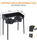 Two Burner Camping Stove With Up To 130,000 BTU Per Burner Heavy Duty Outdoor Gas Stove with detachable legs and compact design