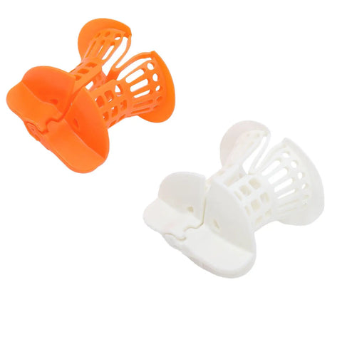 VINGVO 2 Pack Bathtub Drain Hair Catcher for Bathroom, 1.5 to 2 Inch Drains in orange and white plastic, designed for easy hair removal.