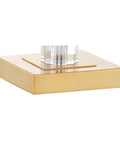 Base of 2-Pack 28.5-Inch Clear Crystal Table Lamps With Brass Gold Accents, square geometric design