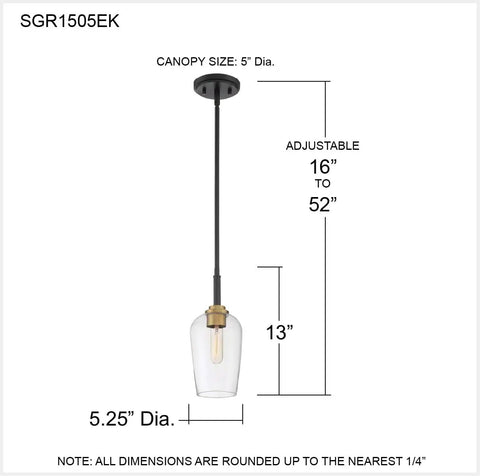 Sagamore Mini Pendant Ceiling Light In Earth Black With Brass Accents, Dope Industrial Modern 1 Light Fixture, 13 in. high