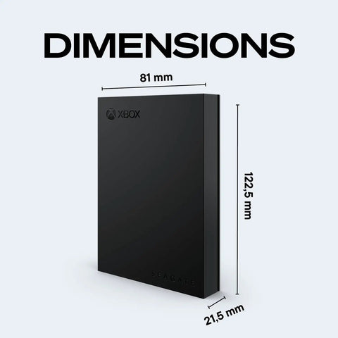Game Drive For Xbox For Gamers 5TB External Hard Drive USB 3.2 Gen 1 Portable HDD with dimensions marked