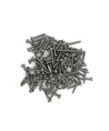 Pile of stainless steel #10 x 1-1/4 in truss head deck screws for marine exterior use