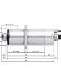 Rock Solid High Speed Spindle With Flange Mount For Cnc Mills Metal Build, detailed dimension diagram for precise installation.