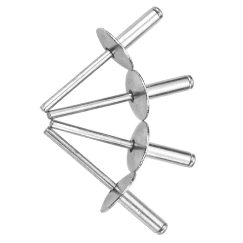 Four aluminum blind rivets from 30 Piece Large Flange Blind Rivet Set Aluminum Pop Rivets Assortment Kit With Five Eighth Inch (16 Mm) Flange