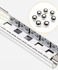 Heavy Duty Full Extension Ball Bearing Drawer Slides Zinc Plated Steel Cabinet Runners showing steel rails and ball bearings.