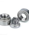 M3 Self Clinching Nuts 200 Piece Pack Featuring Bulletproof Serrated Grip For Zero Loosening And Rock Solid Stability Quick Press In Installation For Server Racks And Heavy Machinery Hardware, various sizes and steel material.