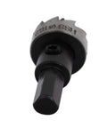 Close-up of HSS Hole Saw Kit 19.2mm Diameter With 65mm Overall Length 13mm Cutting Depth Spring Loaded For Quick Cuts