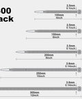 White Nylon Cable Ties Kit, 300 Pcs Assorted Lengths 4 6 8 10 12 Inches, size diagram showing widths and lengths of ties.