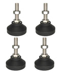 Set of four heavy duty adjustable leveling feet with nylon base and quiet silent furniture legs for tables desks chairs and machinery