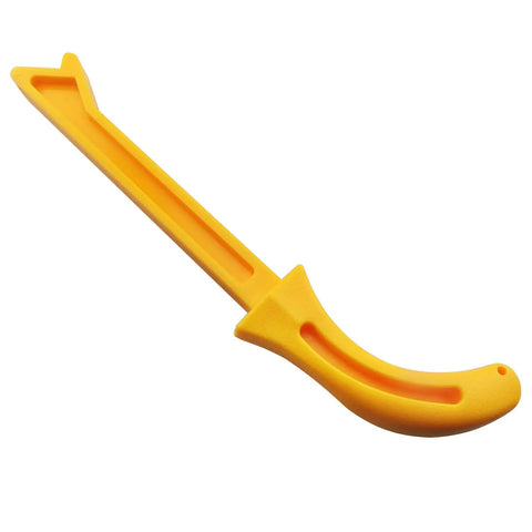 Yellow Push Stick For Table Saw Safety, Ergonomic Woodworking Push Feeder Tool With High Visibility Handle on white background
