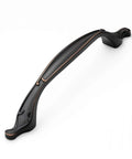 Solid Zinc Alloy Cabinet Pull Handle in Oil Rubbed Bronze, 7 Inch Overall Length, side view of traditional classic design.