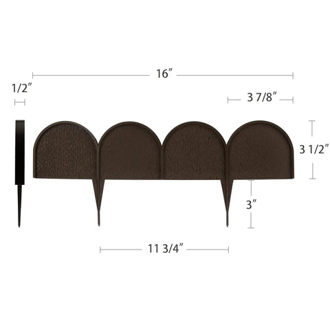 Half Round Garden Border Edging Panels 15 Pack Brown Flexible PP Plastic Lawn Edge Fence Barrier 20 Foot Kit dimensions