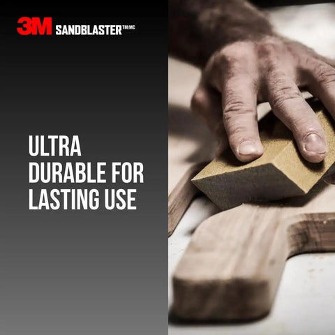 Hand using Dual Angle Sanding Sponge 320 Grit For Wet Or Dry Use with professional-grade foam; angled sides for detailing