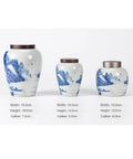Ceramic Airtight Tea Canister With Heavy Duty Wooden Lid For Loose Leaf Stashing And Coffee Bean Storage Artisan Handpainted Kitchen Jar trio of sizes