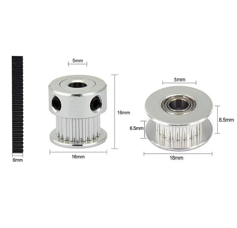 GT2 Timing Belt Kit 5M Long 6mm Wide 20 Teeth 5mm Bore Pulley Wheel With Idler Tensioner Spring Torsion Gear Clamp Mount Block And Allen Wrench For 3D Printer RepRap; metal pulleys and belt