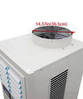 Top view of Rugged Portable Industrial Air Conditioner Loaded With A Massive Water Reservoir And Heavy Duty Caster Wheels Commercial Spot Cooler.