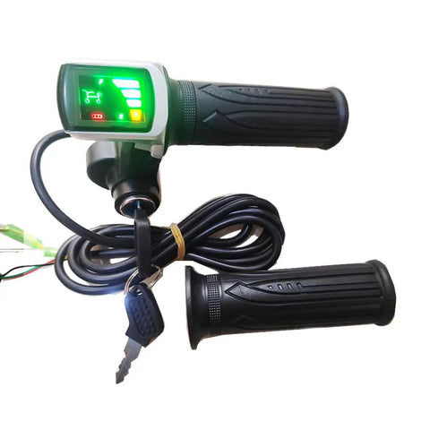 Twist Throttle Grips With 48V LCD Display And Key Lock For Electric Bikes And Scooters, Easy Install, LED Power Indicators, Clear Battery Status, Premium Hand Grips Upgrade, Durable And Comfortable
